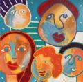 en famille en été - 40x40 cm