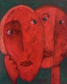 Vert, le couple rouge - 50x40cm
