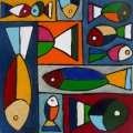 poissons couleurs - 40x40cm