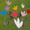 Tulipes sur galet - 50cm
