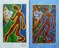 les amoureux, blanc et bleu - 30x50cm