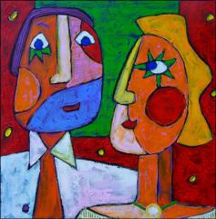 le regard vert - P40x40cm