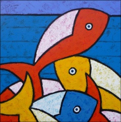 le bal des poissons-70x70cm